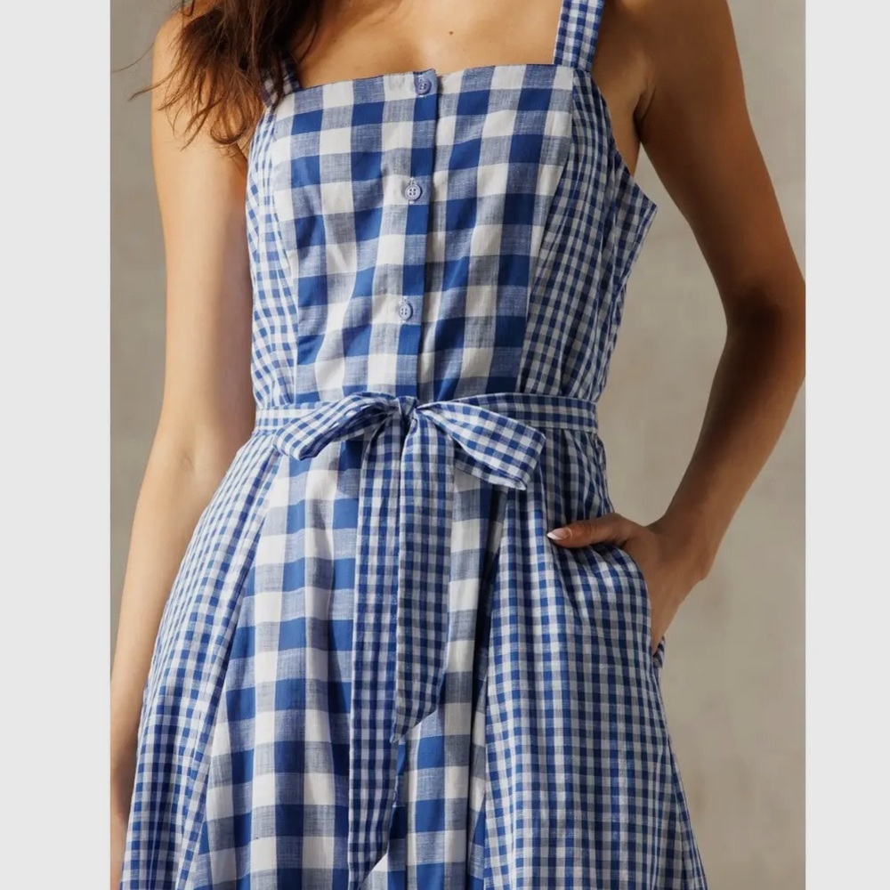 Storia BESTSELLER White Blue Check Maxi Dress